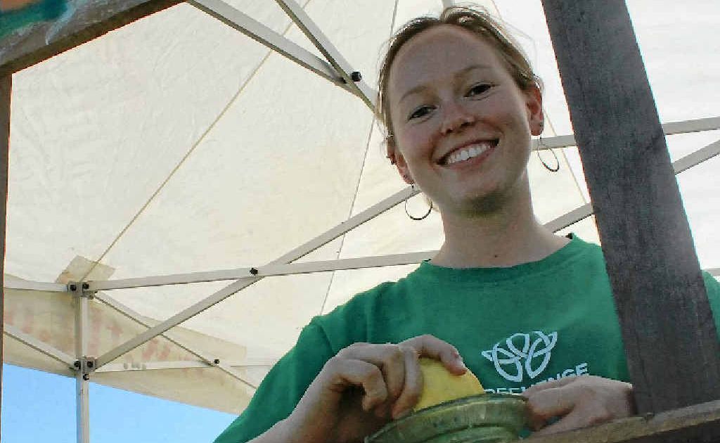 Henrietta Lee helps juice lemons to secure the world record for the largest homemade lemonade with 50 litres. Henrietta Lee helps juice lemons to secure the world record for the largest homemade lemonade with 50 litres.